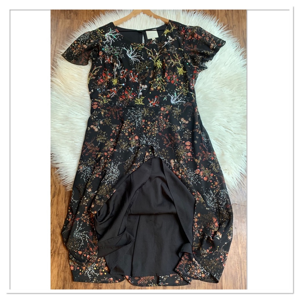 ModCloth Embellished To Perfection Sequin A Line Midi Dress Black Red Size XL - Picture 9 of 12